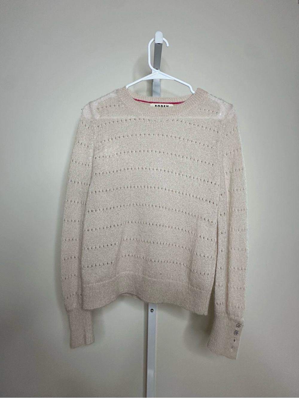 Boden Cream Knit Crewneck Sweater